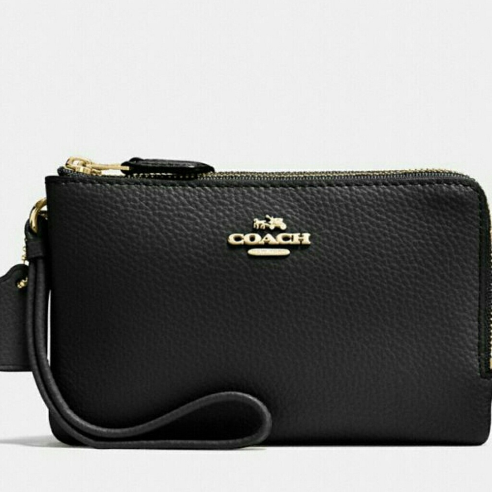 {SOLD}❤️COACH LEATHER DOUBLE ZIP WRISTLET ❤️❤️ - Picture 1 of 6